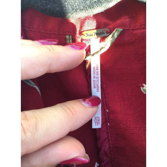 Free People Malibu Romper Women XS Red Yellow Tropical Beachy Boho Hawaii Cotton - Picture 5 of 13